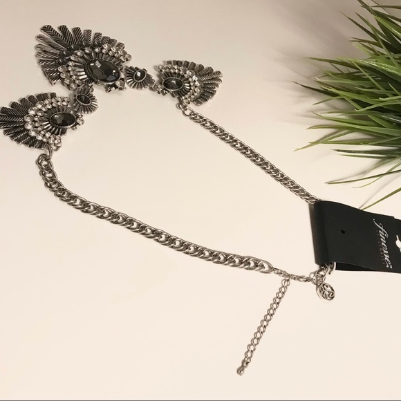 Rhinestone Silver Tone Statement Necklace - Picture 5 of 6